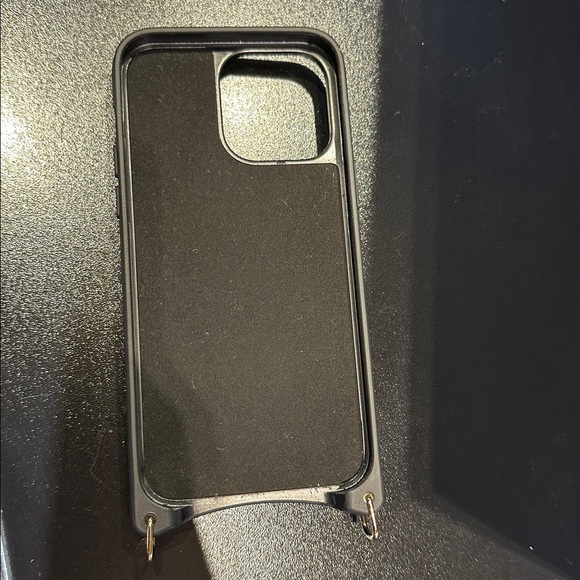 Bandolier Black Leather 14 pro max Phone Case with Gold Accent - Picture 2 of 3